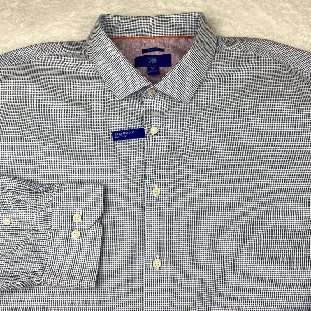EGARA Dress Shirt Mens 3X Blue Weave Classic Fit Non Iron Stretch New!